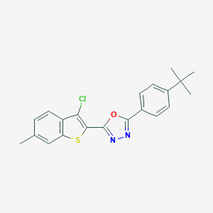 molecular formula C21H19ClN2OS B442824 2-(4-Tert-butylphenyl)-5-(3-chloro-6-methyl-1-benzothiophen-2-yl)-1,3,4-oxadiazole 