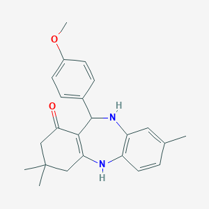 molecular formula C23H26N2O2 B442828 11-(4-methoxyphenyl)-3,3,8-trimethyl-2,3,4,5,10,11-hexahydro-1H-dibenzo[b,e][1,4]diazepin-1-one 