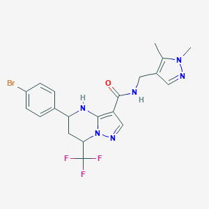 molecular formula C20H20BrF3N6O B442829 5-(4-bromophenyl)-N-[(1,5-dimethyl-1H-pyrazol-4-yl)methyl]-7-(trifluoromethyl)-4,5,6,7-tetrahydropyrazolo[1,5-a]pyrimidine-3-carboxamide 