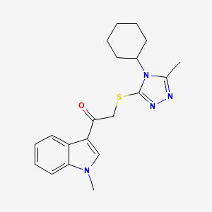 molecular formula C20H24N4OS B4428304 2-[(4-cyclohexyl-5-methyl-4H-1,2,4-triazol-3-yl)thio]-1-(1-methyl-1H-indol-3-yl)ethanone 