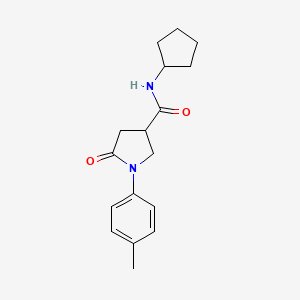 molecular formula C17H22N2O2 B4428325 N-cyclopentyl-1-(4-methylphenyl)-5-oxopyrrolidine-3-carboxamide 