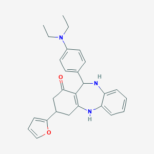 molecular formula C27H29N3O2 B442834 11-[4-(diethylamino)phenyl]-3-(2-furyl)-2,3,4,5,10,11-hexahydro-1H-dibenzo[b,e][1,4]diazepin-1-one 