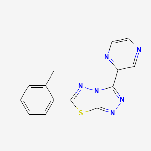 molecular formula C14H10N6S B4428371 6-(2-methylphenyl)-3-(2-pyrazinyl)[1,2,4]triazolo[3,4-b][1,3,4]thiadiazole 