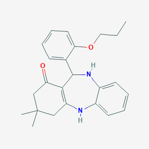 molecular formula C24H28N2O2 B442840 9,9-dimethyl-6-(2-propoxyphenyl)-6,8,10,11-tetrahydro-5H-benzo[b][1,4]benzodiazepin-7-one CAS No. 732250-75-8