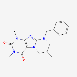 molecular formula C18H21N5O2 B4428400 9-benzyl-1,3,7-trimethyl-6,7,8,9-tetrahydropyrimido[2,1-f]purine-2,4(1H,3H)-dione 