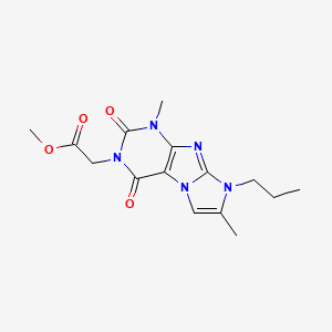 molecular formula C15H19N5O4 B4428411 methyl (1,7-dimethyl-2,4-dioxo-8-propyl-1,2,4,8-tetrahydro-3H-imidazo[2,1-f]purin-3-yl)acetate 