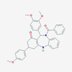 10-benzoyl-11-(3,4-dimethoxyphenyl)-3-(4-methoxyphenyl)-2,3,4,5,10,11-hexahydro-1H-dibenzo[b,e][1,4]diazepin-1-one