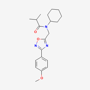 molecular formula C20H27N3O3 B4428474 N-cyclohexyl-N-{[3-(4-methoxyphenyl)-1,2,4-oxadiazol-5-yl]methyl}-2-methylpropanamide 