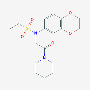 N-(2,3-dihydro-1,4-benzodioxin-6-yl)-N-[2-oxo-2-(1-piperidinyl)ethyl]ethanesulfonamide