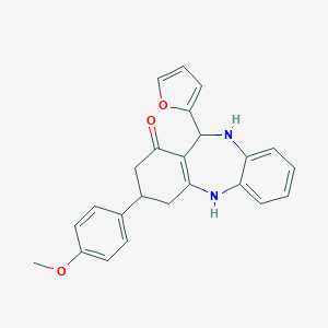 molecular formula C24H22N2O3 B442857 6-(Furan-2-yl)-9-(4-methoxyphenyl)-5,6,8,9,10,11-hexahydrobenzo[b][1,4]benzodiazepin-7-one CAS No. 516456-34-1