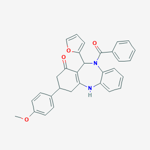molecular formula C31H26N2O4 B442860 [11-(furan-2-yl)-1-hydroxy-3-(4-methoxyphenyl)-2,3,4,11-tetrahydro-10H-dibenzo[b,e][1,4]diazepin-10-yl](phenyl)methanone 