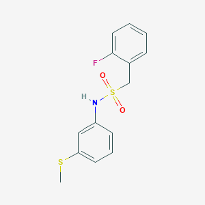 molecular formula C14H14FNO2S2 B4428650 1-(2-fluorophenyl)-N-[3-(methylthio)phenyl]methanesulfonamide 