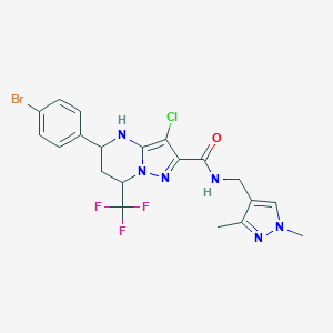 molecular formula C20H19BrClF3N6O B442867 5-(4-bromophenyl)-3-chloro-N-[(1,3-dimethyl-1H-pyrazol-4-yl)methyl]-7-(trifluoromethyl)-4,5,6,7-tetrahydropyrazolo[1,5-a]pyrimidine-2-carboxamide 