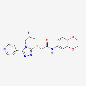 molecular formula C21H23N5O3S B4428677 N-(2,3-dihydro-1,4-benzodioxin-6-yl)-2-{[4-isobutyl-5-(4-pyridinyl)-4H-1,2,4-triazol-3-yl]thio}acetamide 