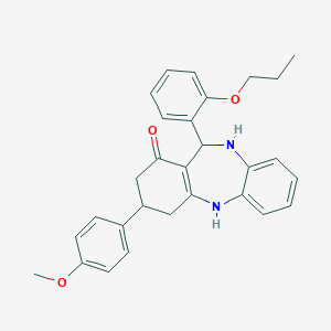 molecular formula C29H30N2O3 B442868 3-(4-methoxyphenyl)-11-(2-propoxyphenyl)-2,3,4,5,10,11-hexahydro-1H-dibenzo[b,e][1,4]diazepin-1-one 
