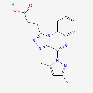 molecular formula C17H16N6O2 B4428689 3-[4-(3,5-dimethyl-1H-pyrazol-1-yl)[1,2,4]triazolo[4,3-a]quinoxalin-1-yl]propanoic acid 