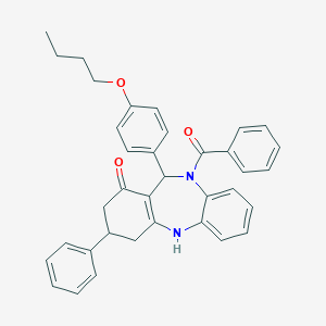molecular formula C36H34N2O3 B442869 11-(4-butoxyphenyl)-3-phenyl-10-(phenylcarbonyl)-2,3,4,5,10,11-hexahydro-1H-dibenzo[b,e][1,4]diazepin-1-one 