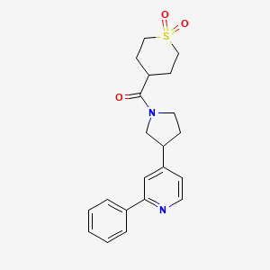 molecular formula C21H24N2O3S B4428758 4-{1-[(1,1-dioxidotetrahydro-2H-thiopyran-4-yl)carbonyl]pyrrolidin-3-yl}-2-phenylpyridine 