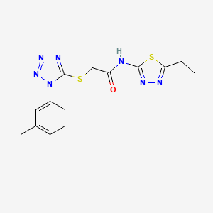 molecular formula C15H17N7OS2 B4428766 2-{[1-(3,4-dimethylphenyl)-1H-tetrazol-5-yl]thio}-N-(5-ethyl-1,3,4-thiadiazol-2-yl)acetamide 