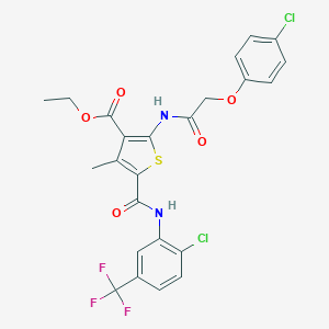 Ethyl 2-{[(4-chlorophenoxy)acetyl]amino}-5-{[2-chloro-5-(trifluoromethyl)anilino]carbonyl}-4-methylthiophene-3-carboxylate