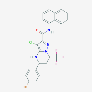 molecular formula C24H17BrClF3N4O B442883 5-(4-bromophenyl)-3-chloro-N-(naphthalen-1-yl)-7-(trifluoromethyl)-4,5,6,7-tetrahydropyrazolo[1,5-a]pyrimidine-2-carboxamide 