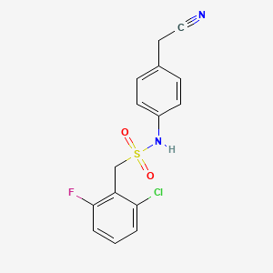 molecular formula C15H12ClFN2O2S B4428894 1-(2-chloro-6-fluorophenyl)-N-[4-(cyanomethyl)phenyl]methanesulfonamide 