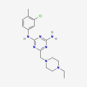 molecular formula C17H24ClN7 B4428984 N-(3-氯-4-甲基苯基)-6-[(4-乙基-1-哌嗪基)甲基]-1,3,5-三嗪-2,4-二胺 