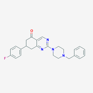 molecular formula C25H25FN4O B4429038 2-(4-benzyl-1-piperazinyl)-7-(4-fluorophenyl)-7,8-dihydro-5(6H)-quinazolinone 