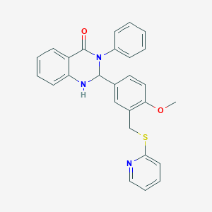 molecular formula C27H23N3O2S B442904 2-[4-Methoxy-3-(pyridin-2-ylsulfanylmethyl)-phenyl]-3-phenyl-2,3-dihydro-1H-quinazolin-4-one CAS No. 312626-71-4
