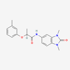 molecular formula C19H21N3O3 B4429043 N-(1,3-dimethyl-2-oxo-2,3-dihydro-1H-benzimidazol-5-yl)-2-(3-methylphenoxy)propanamide 