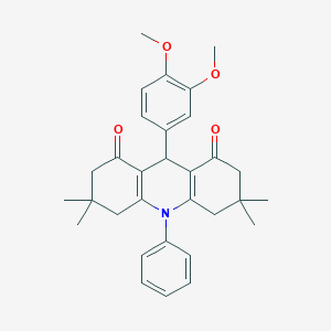 molecular formula C31H35NO4 B442909 9-(3,4-dimethoxyphenyl)-3,3,6,6-tetramethyl-10-phenyl-4,5,7,9-tetrahydro-2H-acridine-1,8-dione CAS No. 300589-73-5