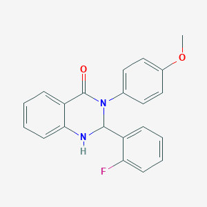 molecular formula C21H17FN2O2 B442910 2-(2-Fluoro-phenyl)-3-(4-methoxy-phenyl)-2,3-dihydro-1H-quinazolin-4-one 