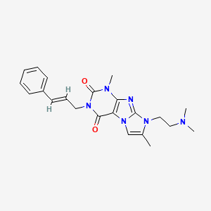 molecular formula C22H26N6O2 B4429109 8-[2-(dimethylamino)ethyl]-1,7-dimethyl-3-(3-phenyl-2-propen-1-yl)-1H-imidazo[2,1-f]purine-2,4(3H,8H)-dione 