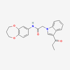 molecular formula C22H22N2O4 B4429182 N-(3,4-dihydro-2H-1,5-benzodioxepin-7-yl)-2-(3-propionyl-1H-indol-1-yl)acetamide 