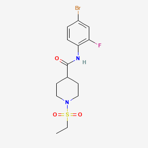 molecular formula C14H18BrFN2O3S B4429263 N-(4-bromo-2-fluorophenyl)-1-(ethylsulfonyl)-4-piperidinecarboxamide 