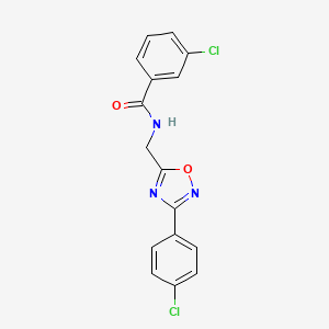 molecular formula C16H11Cl2N3O2 B4429278 3-chloro-N-{[3-(4-chlorophenyl)-1,2,4-oxadiazol-5-yl]methyl}benzamide 