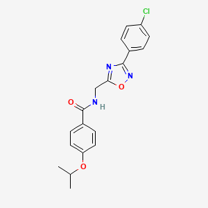 molecular formula C19H18ClN3O3 B4429283 N-{[3-(4-chlorophenyl)-1,2,4-oxadiazol-5-yl]methyl}-4-isopropoxybenzamide 