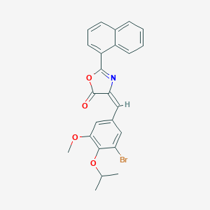 molecular formula C24H20BrNO4 B442929 4-(3-bromo-4-isopropoxy-5-methoxybenzylidene)-2-(1-naphthyl)-1,3-oxazol-5(4H)-one 
