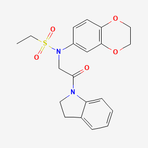 N-(2,3-dihydro-1,4-benzodioxin-6-yl)-N-[2-(2,3-dihydro-1H-indol-1-yl)-2-oxoethyl]ethanesulfonamide