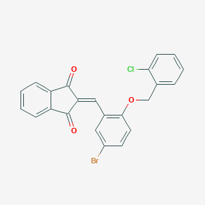 molecular formula C23H14BrClO3 B442933 2-{5-bromo-2-[(2-chlorobenzyl)oxy]benzylidene}-1H-indene-1,3(2H)-dione 