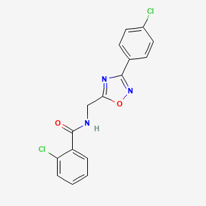 molecular formula C16H11Cl2N3O2 B4429343 2-chloro-N-{[3-(4-chlorophenyl)-1,2,4-oxadiazol-5-yl]methyl}benzamide 