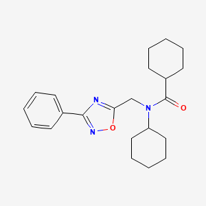 molecular formula C22H29N3O2 B4429379 N-cyclohexyl-N-[(3-phenyl-1,2,4-oxadiazol-5-yl)methyl]cyclohexanecarboxamide 