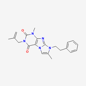 molecular formula C21H23N5O2 B4429423 1,7-dimethyl-3-(2-methyl-2-propen-1-yl)-8-(2-phenylethyl)-1H-imidazo[2,1-f]purine-2,4(3H,8H)-dione 