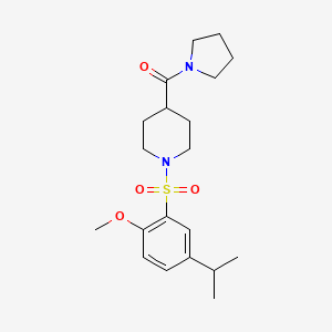 molecular formula C20H30N2O4S B4429496 1-[(5-isopropyl-2-methoxyphenyl)sulfonyl]-4-(1-pyrrolidinylcarbonyl)piperidine 