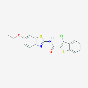 molecular formula C18H13ClN2O2S2 B442952 3-chloro-N-(6-ethoxy-1,3-benzothiazol-2-yl)-1-benzothiophene-2-carboxamide CAS No. 392248-96-3