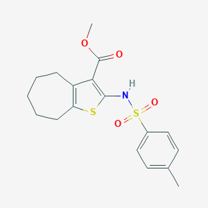 molecular formula C18H21NO4S2 B442958 methyl 2-{[(4-methylphenyl)sulfonyl]amino}-5,6,7,8-tetrahydro-4H-cyclohepta[b]thiophene-3-carboxylate 