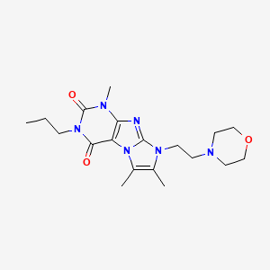 molecular formula C19H28N6O3 B4429602 1,6,7-trimethyl-8-[2-(4-morpholinyl)ethyl]-3-propyl-1H-imidazo[2,1-f]purine-2,4(3H,8H)-dione 