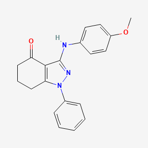 molecular formula C20H19N3O2 B4429698 3-[(4-methoxyphenyl)amino]-1-phenyl-1,5,6,7-tetrahydro-4H-indazol-4-one 