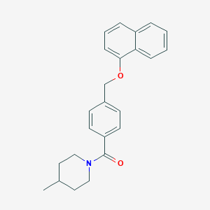 molecular formula C24H25NO2 B442977 4-Methyl-1-{4-[(1-naphthyloxy)methyl]benzoyl}piperidine 