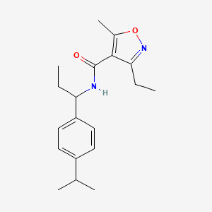 molecular formula C19H26N2O2 B4429784 3-ethyl-N-[1-(4-isopropylphenyl)propyl]-5-methyl-4-isoxazolecarboxamide CAS No. 438219-84-2